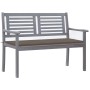 Banco de jardín 2 plazas madera eucalipto gris y cojín 120 cm de , Bancos de jardín - Ref: Foro24-3061031, Precio: 182,90 €, ...