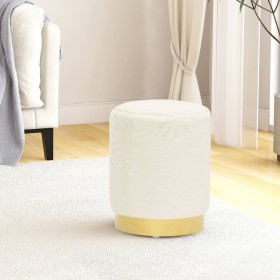 Hocker redondo blanco peluche de , Taburetes y sillas plegables - Ref: Foro24-340248, Precio: 37,99 €, Descuento: %