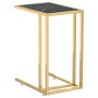 Small computer table with transparent black glass and marble, 50x35x65cm. by , Side tables - Ref: Foro24-331647, Price: 44,20...