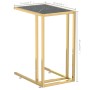 Small computer table with transparent black glass and marble, 50x35x65cm. by , Side tables - Ref: Foro24-331647, Price: 44,20...