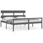 Double bed for seniors gray solid wood headboard by vidaXL, Beds and slatted bases - Ref: Foro24-3195368, Price: 160,36 €, Di...