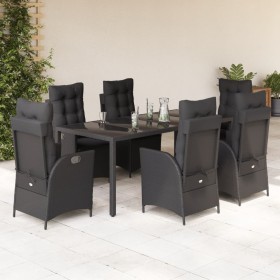 7-teiliges Garten-Esszimmerset und Kissen synthetisches Rattan schwarz von , Gartensets - Ref: Foro24-3213073, Preis: 976,17 ...