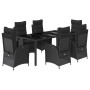 Set de comedor de jardín 7 pzas y cojines ratán sintético negro de , Conjuntos de jardín - Ref: Foro24-3213073, Precio: 976,1...