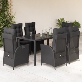 7-teiliges Garten-Esszimmerset und Kissen synthetisches Rattan schwarz von , Gartensets - Ref: Foro24-3213071, Preis: 916,44 ...