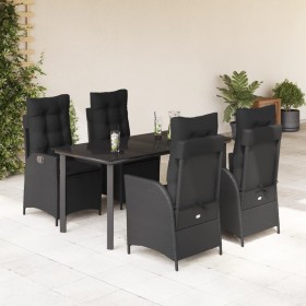 5-teiliges Gartenmöbel-Set mit Kissen synthetisches Rattan schwarz von , Gartensets - Ref: Foro24-3213188, Preis: 662,99 €, R...