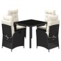 Set de muebles jardín 5 pzas con cojines ratán sintético negro de , Conjuntos de jardín - Ref: Foro24-3213059, Precio: 559,25...