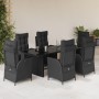 7-teiliges Garten-Esszimmerset und Kissen synthetisches Rattan schwarz von , Gartensets - Ref: Foro24-3213115, Preis: 890,61 ...