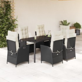 Set de comedor de jardín 7 pzas y cojines ratán sintético negro de , Conjuntos de jardín - Ref: Foro24-3213169, Precio: 879,9...