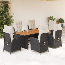 7-teiliges Garten-Esszimmerset und Kissen synthetisches Rattan schwarz von , Gartensets - Ref: Foro24-3213136, Preis: 909,99 ...