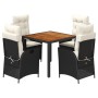 Set de muebles jardín 5 pzas con cojines ratán sintético negro de , Conjuntos de jardín - Ref: Foro24-3213086, Precio: 616,89...