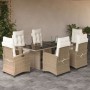 7-piece garden dining set with beige synthetic rattan cushions. by , Garden sets - Ref: Foro24-3212926, Price: 911,84 €, Disc...