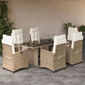 7-piece garden dining set with beige synthetic rattan cushions. by , Garden sets - Ref: Foro24-3212926, Price: 912,55 €, Disc...