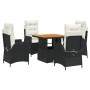 Set de muebles jardín 5 pzas con cojines ratán sintético negro de , Conjuntos de jardín - Ref: Foro24-3277434, Precio: 565,23...