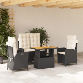 Garden dining set, 4 pieces with black synthetic rattan cushions. by , Garden sets - Ref: Foro24-3277443, Price: 494,99 €, Di...