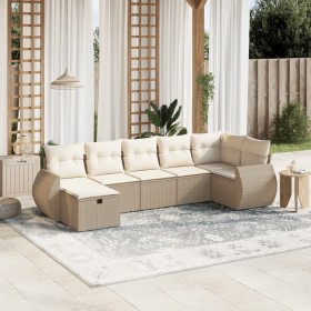 Set of 7-piece garden sofas and beige synthetic rattan cushions by , Garden sets - Ref: Foro24-3264124, Price: 597,06 €, Disc...