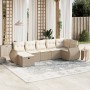 Set aus 7-teiligen Gartensofas und Kissen, synthetisches Rattan, beige von , Gartensets - Ref: Foro24-3264124, Preis: 594,45 ...