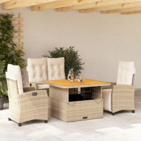 Garten-Esszimmergarnitur mit Kissen 4-teilig synthetisches Rattan beige von , Gartensets - Ref: Foro24-3277417, Preis: 639,99...