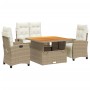 Set de comedor jardín con cojines 4 pzas ratán sintético beige de , Conjuntos de jardín - Ref: Foro24-3277417, Precio: 639,35...