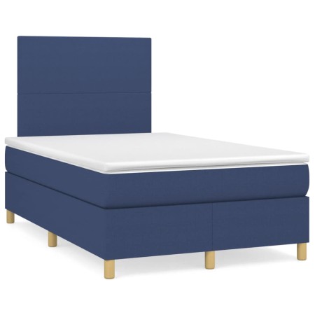 Cama box spring con colchón y luces LED tela azul 120x190 cm de , Camas y somieres - Ref: Foro24-3270238, Precio: 419,64 €, D...