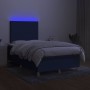 Box spring bed with mattress and LED lights blue fabric 120x190 cm by , Beds and slatted bases - Ref: Foro24-3270238, Price: ...