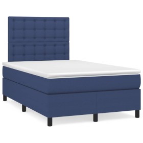 Boxspringbett mit Matratze und LED-Lichtern, blauer Stoff, 120x190 cm. von , Betten und Lattenroste - Ref: Foro24-3270231, Pr...