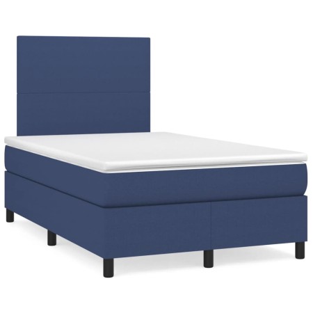 Cama box spring con colchón y luces LED tela azul 120x190 cm de , Camas y somieres - Ref: Foro24-3270189, Precio: 431,99 €, D...