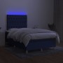 Box spring bed with mattress and LED lights blue fabric 120x190 cm by , Beds and slatted bases - Ref: Foro24-3270273, Price: ...