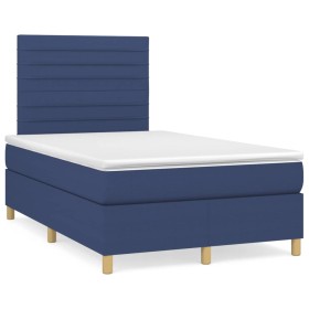 Box spring bed with blue fabric mattress 120x190 cm by , Beds and slatted bases - Ref: Foro24-3269943, Price: 412,21 €, Disco...