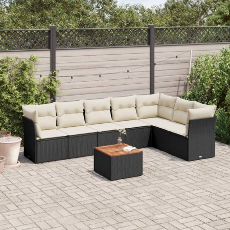 Set aus 8-teiligen Gartensofas und Kissen Kunstrattan schwarz von , Gartensets - Ref: Foro24-3256007, Preis: 481,12 €, Rabatt: %