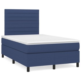 Boxspringbett mit Matratze und LED-Lichtern, blauer Stoff, 120x190 cm. von , Betten und Lattenroste - Ref: Foro24-3270210, Pr...