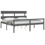 Double bed for seniors gray solid wood headboard by vidaXL, Beds and slatted bases - Ref: Foro24-3195368, Price: 160,36 €, Di...