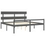 Cama de matrimonio personas mayores cabecero madera maciza gris de vidaXL, Camas y somieres - Ref: Foro24-3195368, Precio: 16...