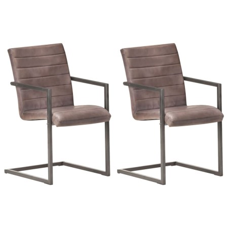 Cantilever dining chairs 2 units brown genuine leather by vidaXL, dining chairs - Ref: Foro24-321841, Price: 270,79 €, Discou...