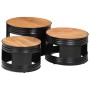 High bar tables in drum shape, set of 3, made of solid acacia wood. by , Side tables - Ref: Foro24-358935, Price: 173,76 €, D...