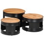 High bar tables in drum shape, set of 3, made of solid acacia wood. by , Side tables - Ref: Foro24-358935, Price: 173,76 €, D...