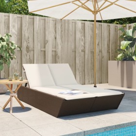 Double sun lounger with brown synthetic rattan cushions by , Loungers - Ref: Foro24-368180, Price: 291,99 €, Discount: %