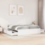 Bed with drawers and mattress solid pine white wood 200x200 cm by , Beds and slatted bases - Ref: Foro24-3281887, Price: 670,...