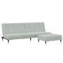 Sofá cama de 2 plazas con taburete terciopelo gris claro de , Sofás - Ref: Foro24-3258145, Precio: 315,07 €, Descuento: %