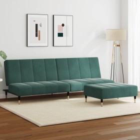 2-Sitzer-Schlafsofa mit dunkelgrünem Samthocker von , Sofas - Ref: Foro24-3258147, Preis: 315,13 €, Rabatt: %