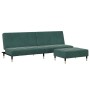 Sofá cama de 2 plazas con taburete terciopelo verde oscuro de , Sofás - Ref: Foro24-3258147, Precio: 315,13 €, Descuento: %