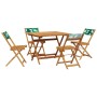 5-teiliges Garten-Esszimmer-Set Massivholz Stoff Blattdruck von , Gartensets - Ref: Foro24-3281788, Preis: 281,16 €, Rabatt: %