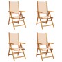 Reclining garden chairs 4 units solid wood and beige fabric by , Garden chairs - Ref: Foro24-3214547, Price: 285,78 €, Discou...