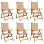 Reclining garden chairs, set of 6, solid wood and taupe fabric by , Garden chairs - Ref: Foro24-3214545, Price: 428,74 €, Dis...