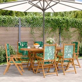 Reclining garden chairs, set of 6, made of solid wood and green fabric. by , Garden chairs - Ref: Foro24-3214551, Price: 427,...