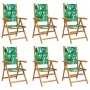 Reclining garden chairs, set of 6, made of solid wood and green fabric. by , Garden chairs - Ref: Foro24-3214551, Price: 427,...