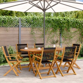 Reclining garden chairs 6 pcs solid acacia wood black by , Garden chairs - Ref: Foro24-3214566, Price: 421,99 €, Discount: %