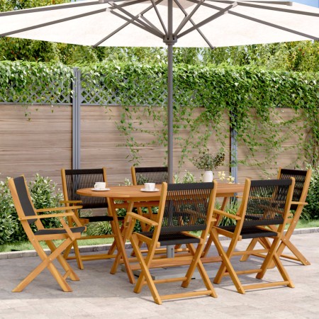 Reclining garden chairs 6 pcs solid acacia wood black by , Garden chairs - Ref: Foro24-3214566, Price: 420,39 €, Discount: %