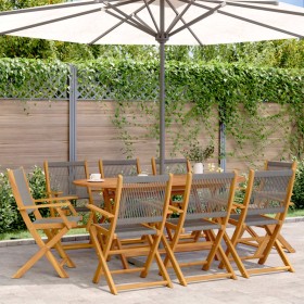 Folding garden chairs 8 pcs solid acacia wood gray by , Garden chairs - Ref: Foro24-3214570, Price: 559,12 €, Discount: %