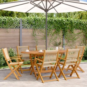 Folding garden chairs 6 pcs solid acacia wood beige by , Garden chairs - Ref: Foro24-3214572, Price: 423,99 €, Discount: %