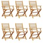 Folding garden chairs 6 pcs solid acacia wood beige by , Garden chairs - Ref: Foro24-3214572, Price: 422,08 €, Discount: %